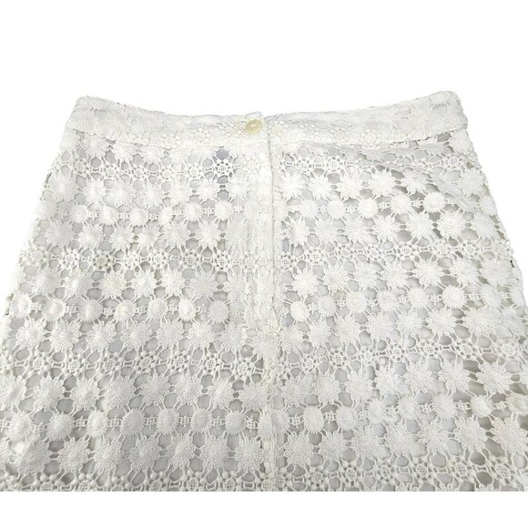 White Lace Mini Skirt By H&M Divided Size 2 Floral Crochet Womens JJ3935 - Picture 5 of 8